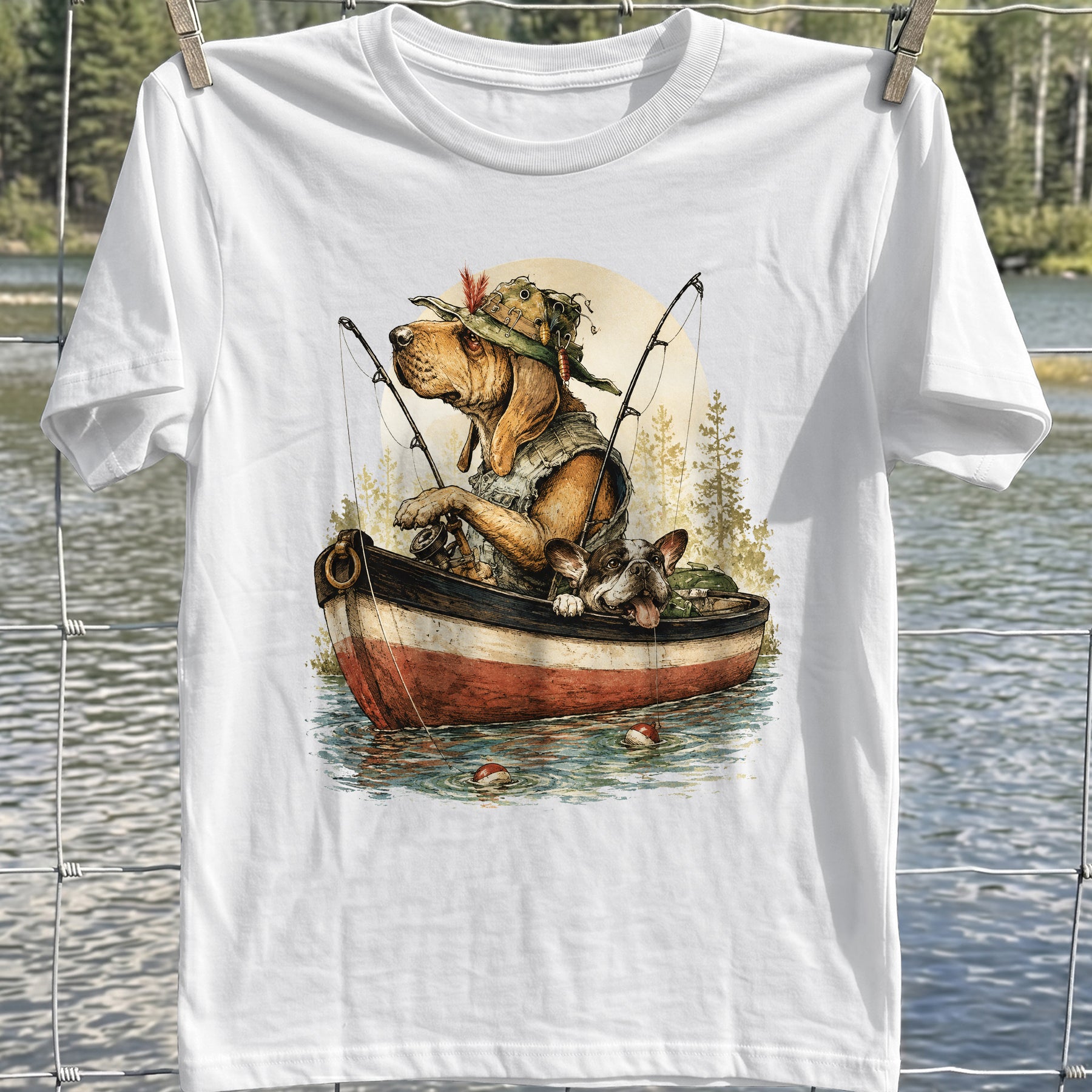 Fishing Dogs Boat T-Shirt