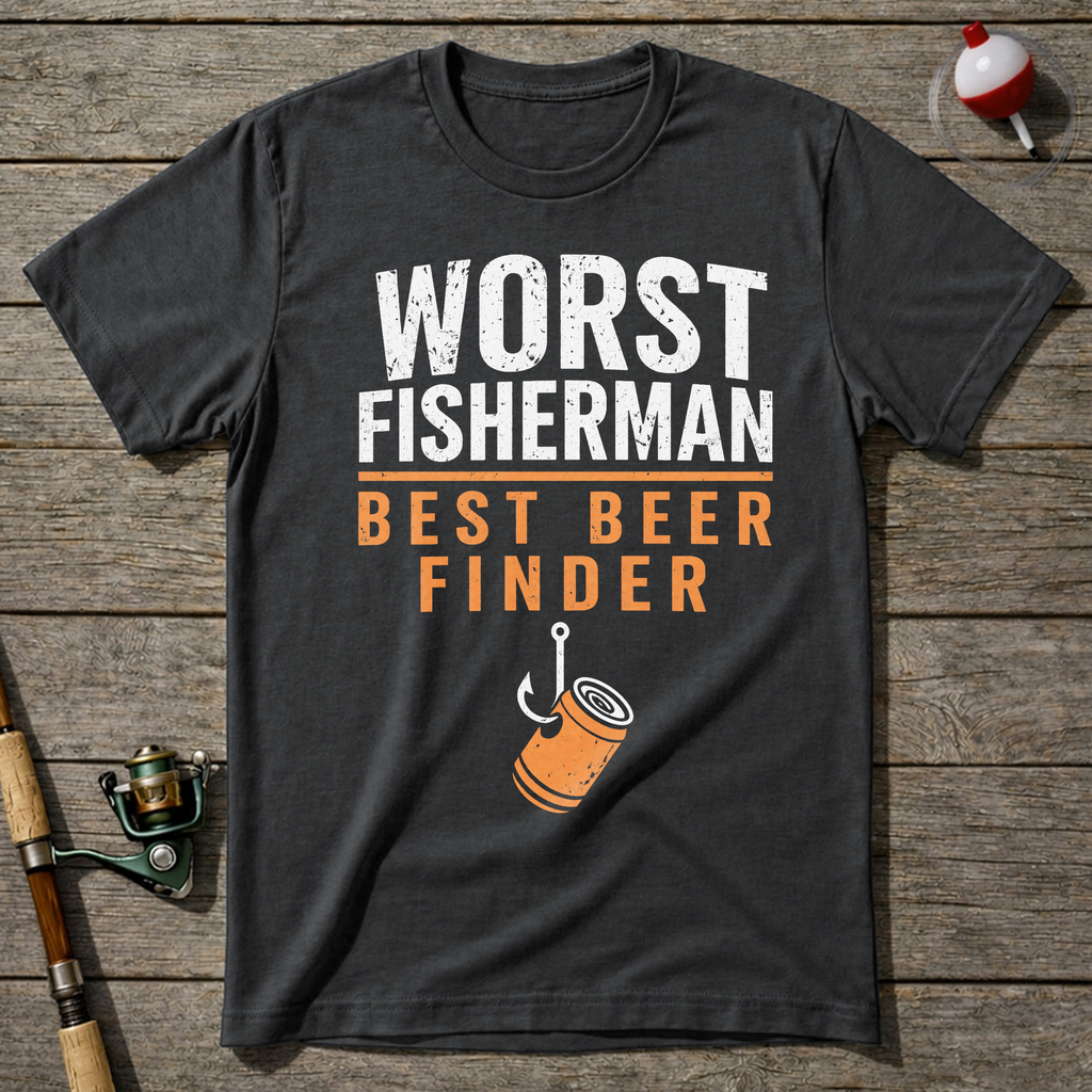 Worst Fisherman Best Beer T-Shirt — Charcoal