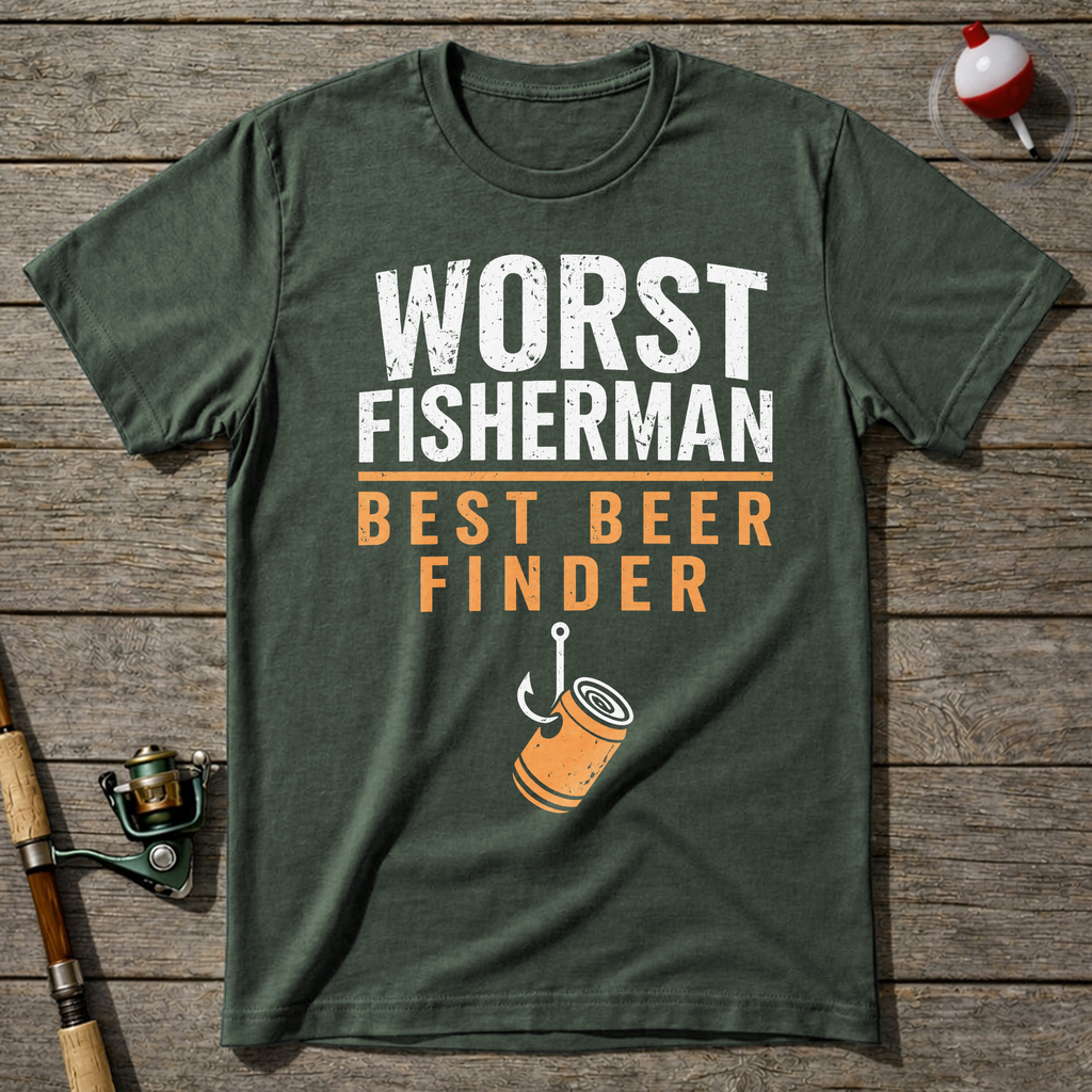Worst Fisherman Best Beer T-Shirt — Military Green