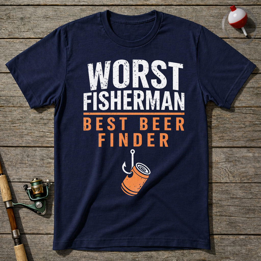 Worst Fisherman Best Beer T-Shirt — Navy