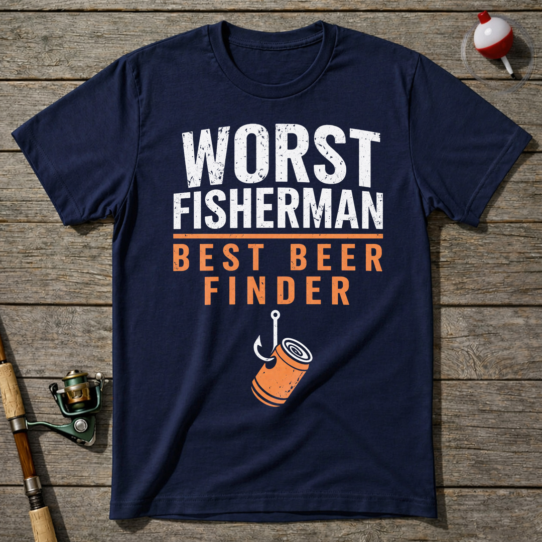 Worst Fisherman Best Beer T-Shirt — Navy