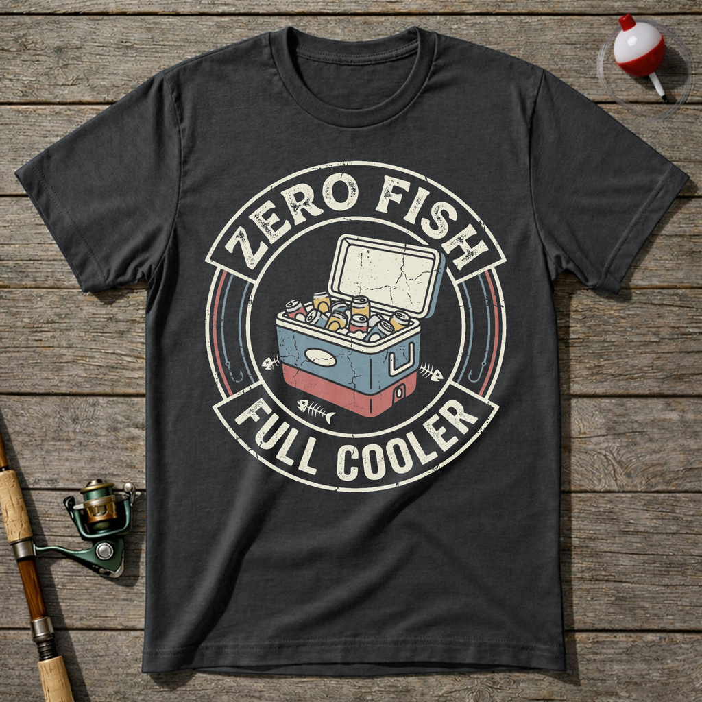 Zero Fish Full Cooler T-Shirt — Charcoal