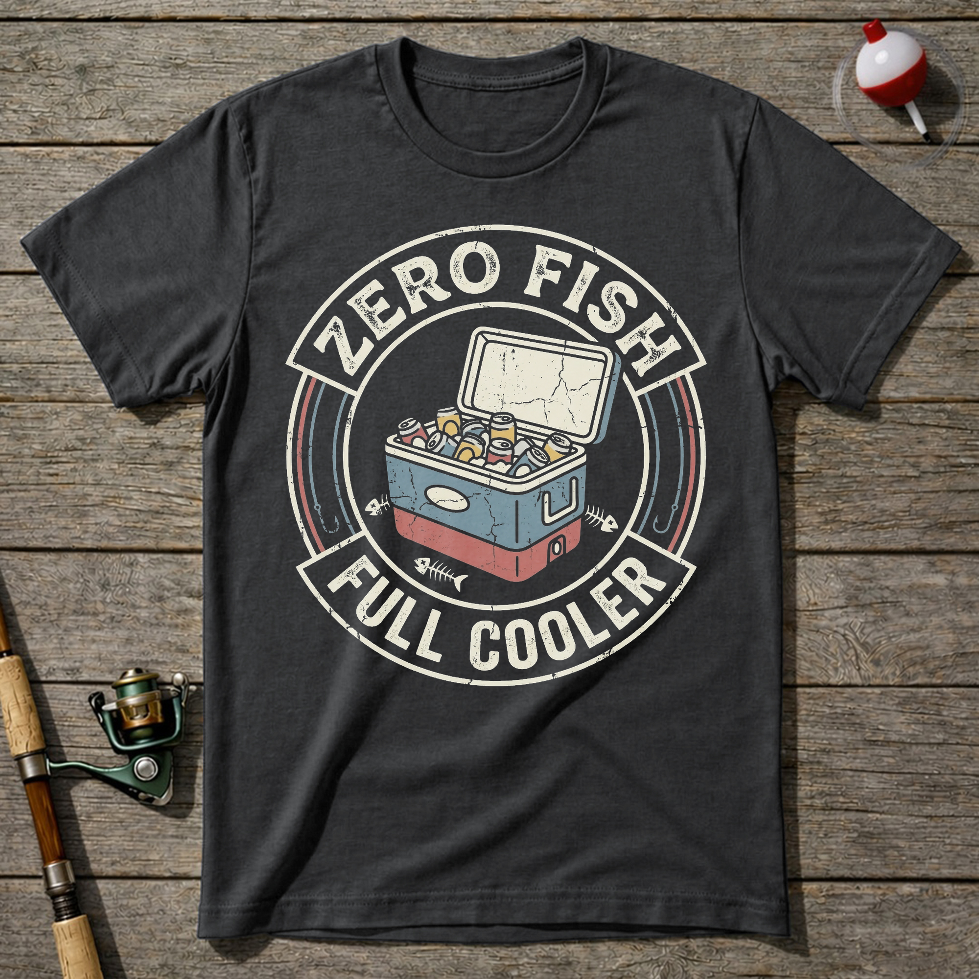 Zero Fish Full Cooler T-Shirt — Charcoal