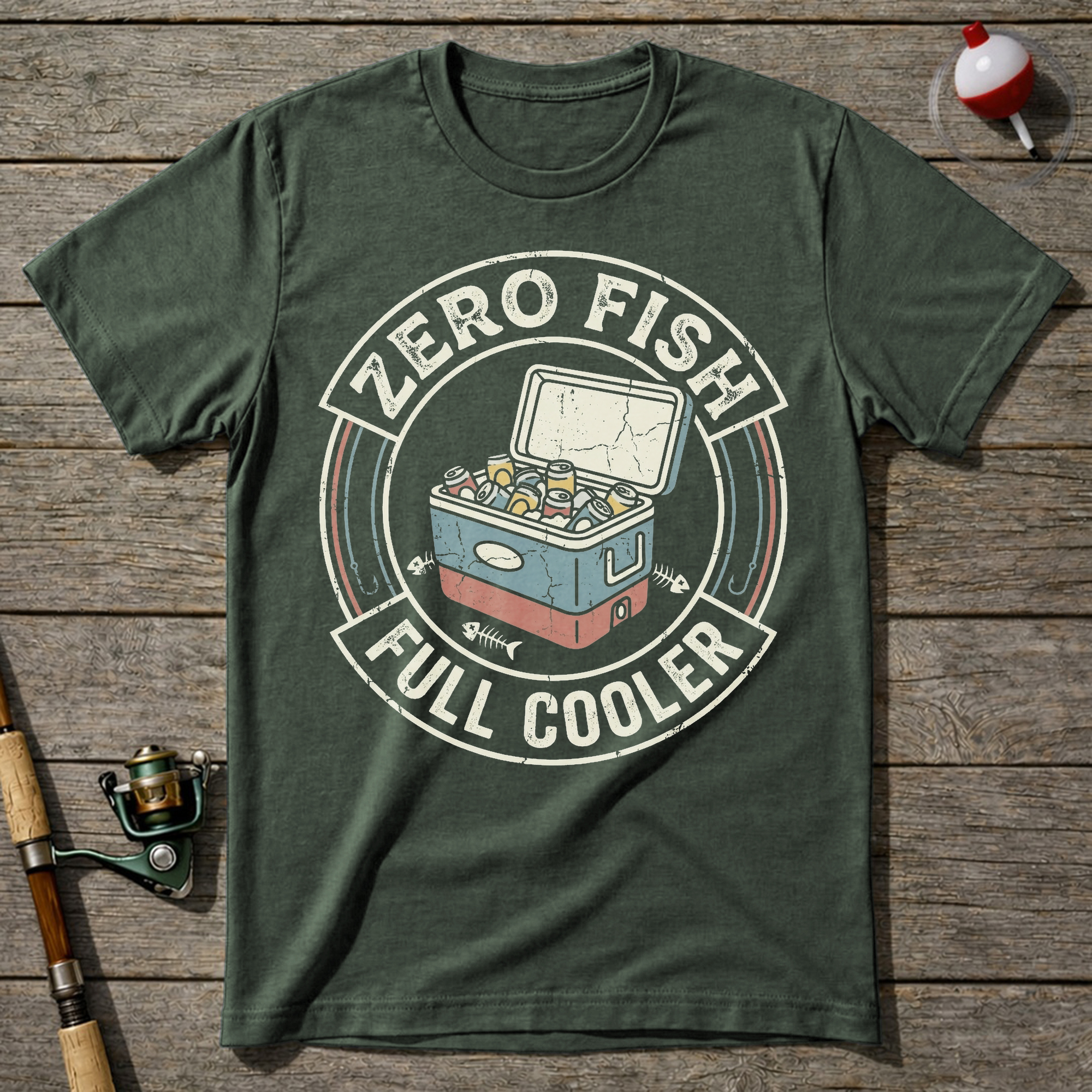 Zero Fish Full Cooler T-Shirt — Military Green