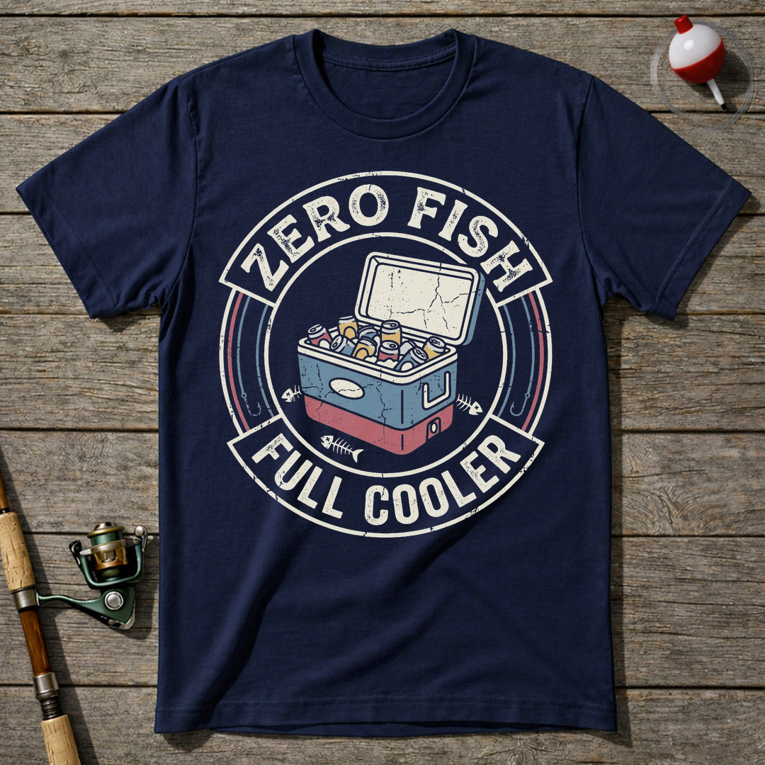 Zero Fish Full Cooler T-Shirt — Navy