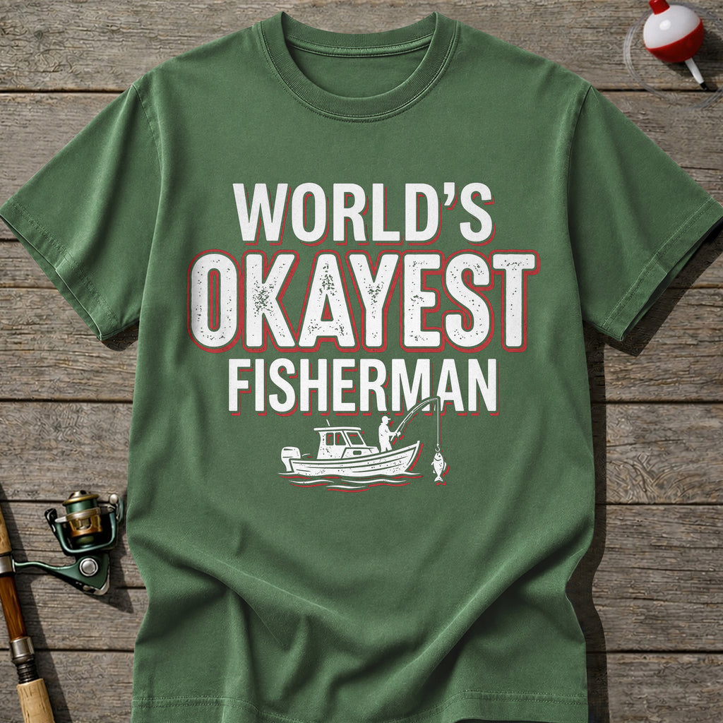 World’S Okayest Fisherman Fishing Boat T-Shirt