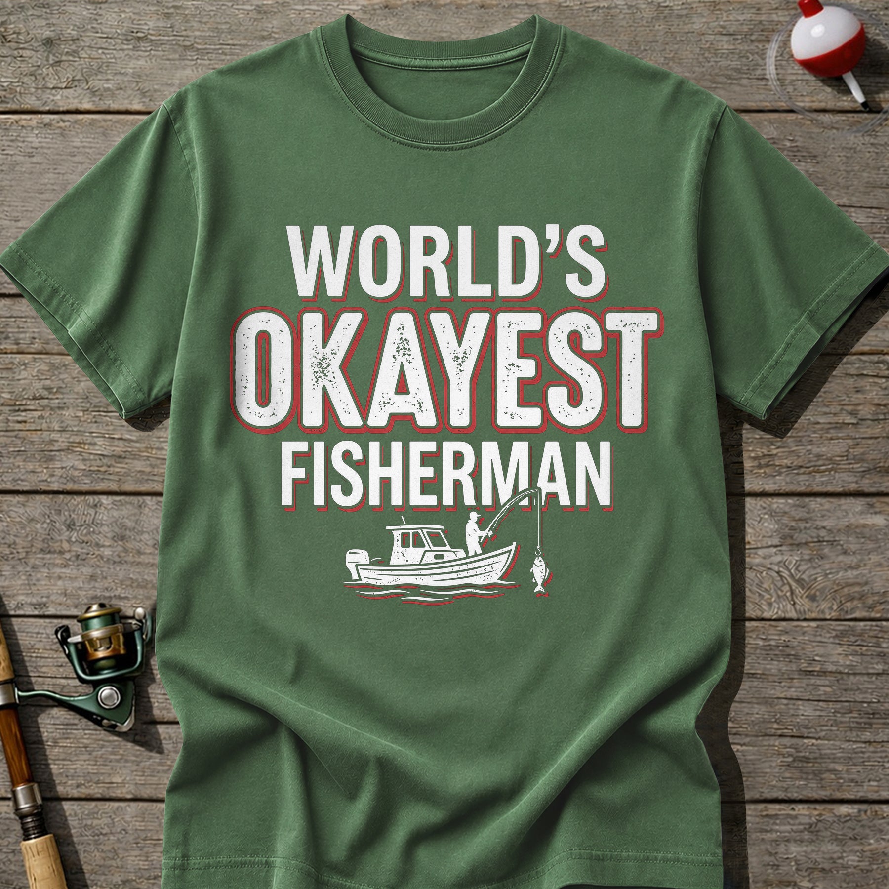 World’S Okayest Fisherman Fishing Boat T-Shirt