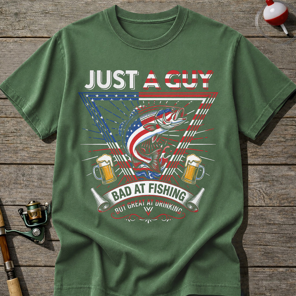 Bad At Fishing Great At Drinking USA T-Shirt