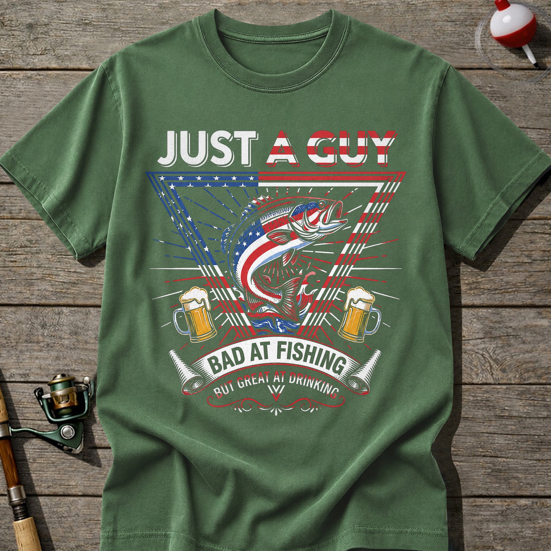 Bad At Fishing Great At Drinking USA T-Shirt